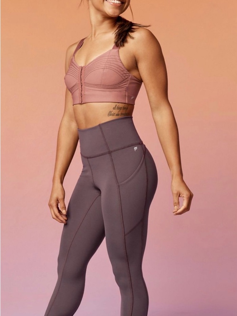 Fabletics Dusty Rose Seamless Sports Bra - Picture 2 of 6
